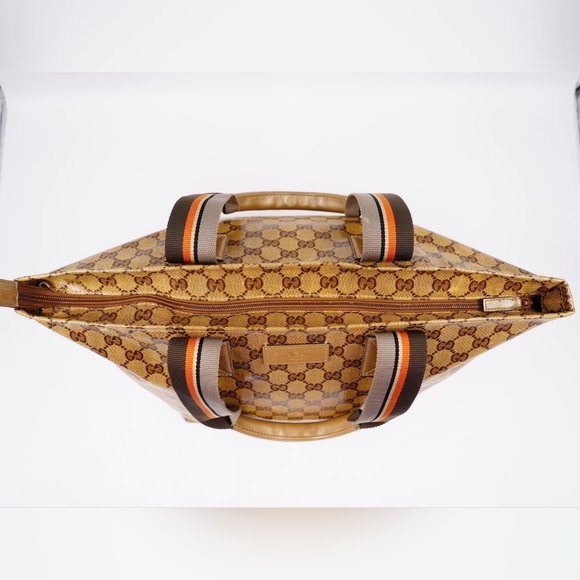 BA15❤️Gucci GG Crystal Monogram Web  Tote - Picture 3 of 13